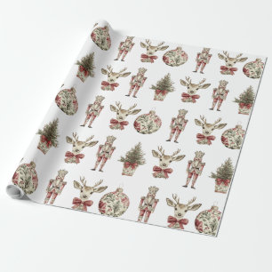 Classic Christmas Vintage Chinoiserie Toile Jumbo Wrapping Paper