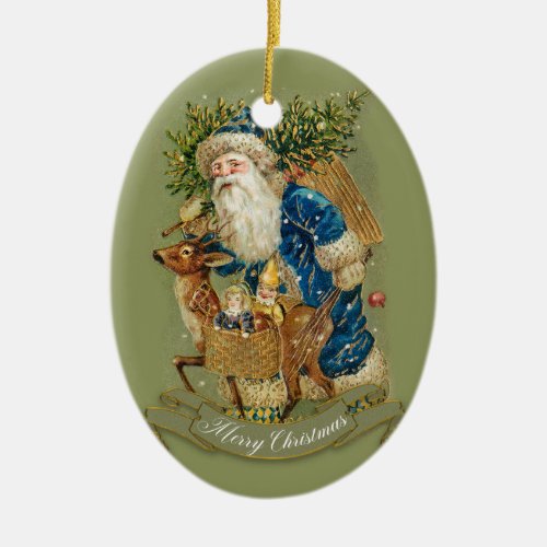 Classic Christmas Vintage Santa Claus Custom Ceramic Ornament