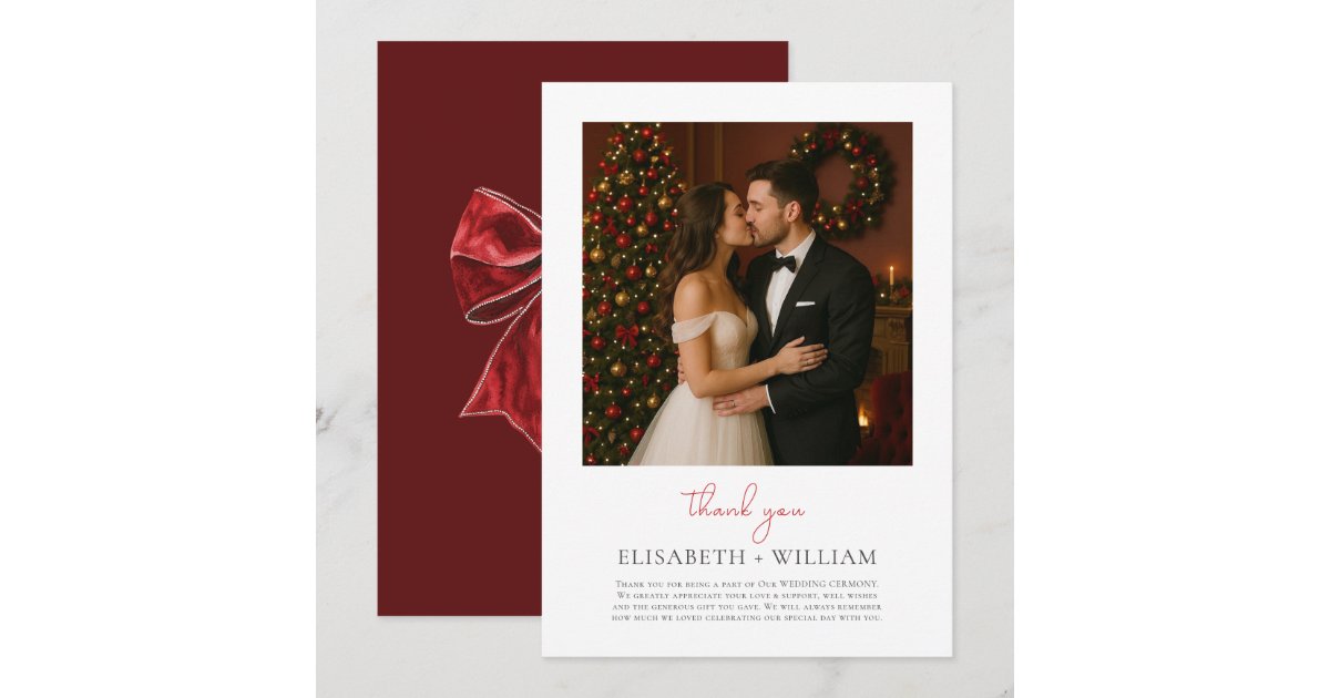Classic Christmas Wedding Thank You Card Photo Zazzle — free download