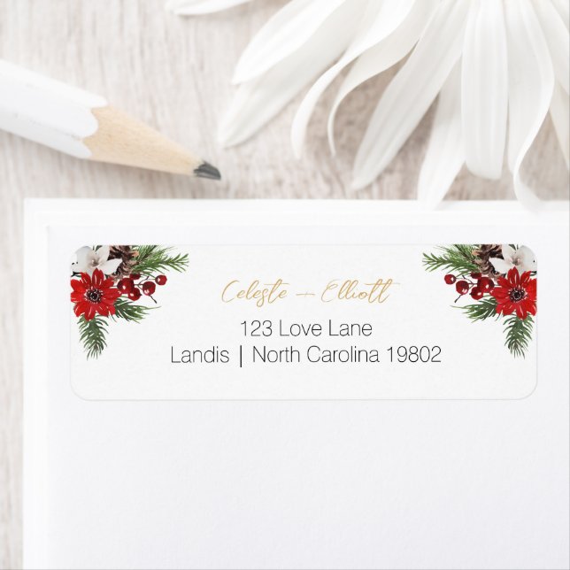 Classic Christmas White Baby Shower Return Address Label (Insitu)