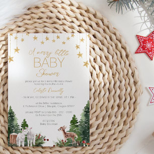 Classic Christmas White Merry Little Baby Shower Invitation