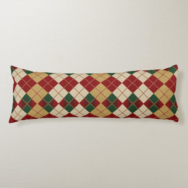 Classic, Christmas/winter argyle patterned Body Pillow (Front)