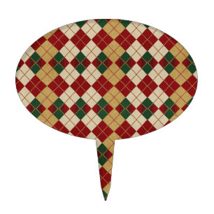 Classic, Christmas/winter argyle patterned Cake Topper