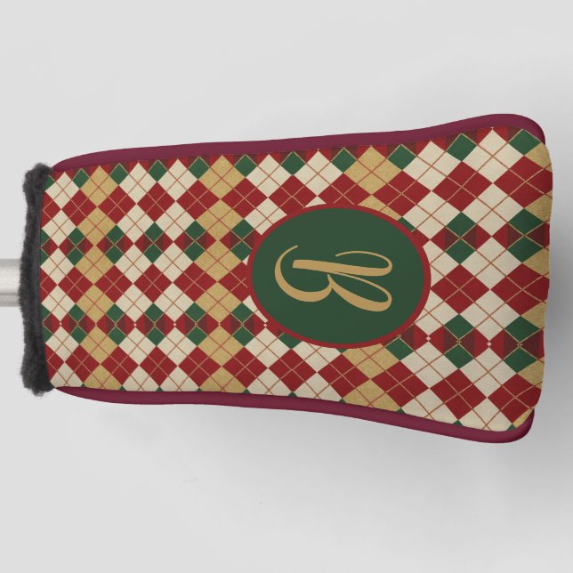 Classic, Christmas/winter argyle patterned Golf Head Cover (Front)