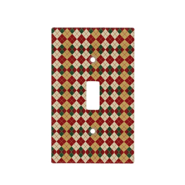 Classic, Christmas/winter argyle patterned Light Switch Cover (Front)