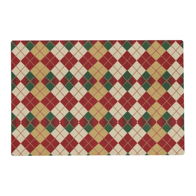 Classic, Christmas/winter argyle patterned Placemat (Front)