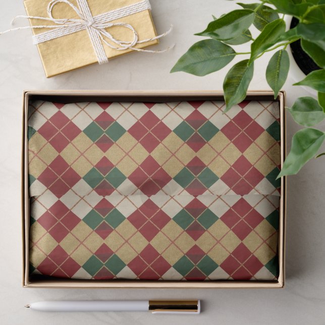 Classic, Christmas/winter argyle patterned Tissue Paper (Gift)