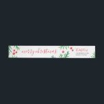 Classic Christmas Wrap Around Return Address Label<br><div class="desc">Christmas wrap around return address labels in classic red and green! Featuring pine branches and festive red berries in beautiful watercolor.</div>