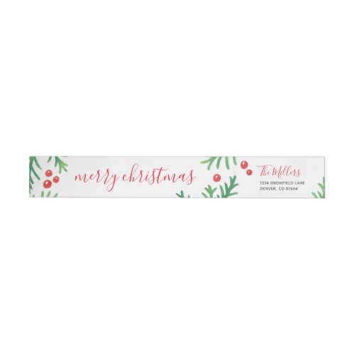 Classic Christmas Wrap Around Return Address Label