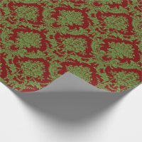 Classic Christmas Wrap Damask Red Green Wrapping Paper