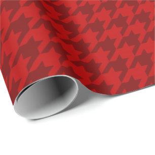 Classic Christmas Wrap Houndstooth Red Burgundy Wrapping Paper