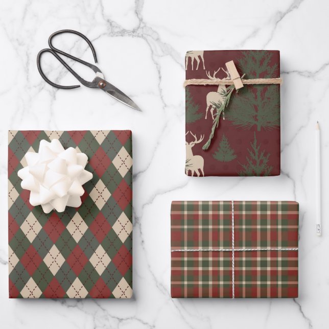 Classic Christmas Wrapping Paper Sheets (Front)