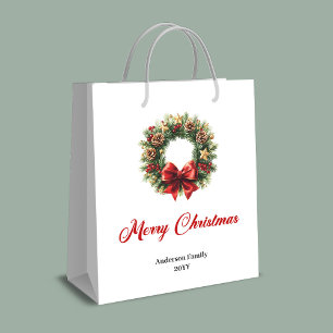Classic Christmas wreath bag red green gold theme