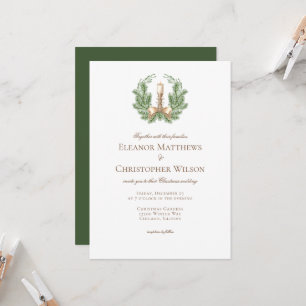 Classic Christmas Wreath Candle Minimalist Invitation