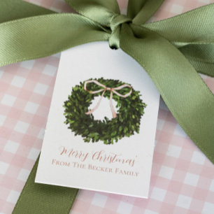 Classic Christmas Wreath Gift Tags - Customizable
