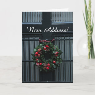 Classic Christmas wreath new address Holiday Card