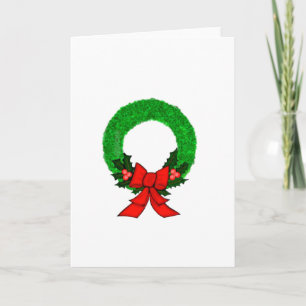 Classic Christmas Wreath with Red Bow  Card