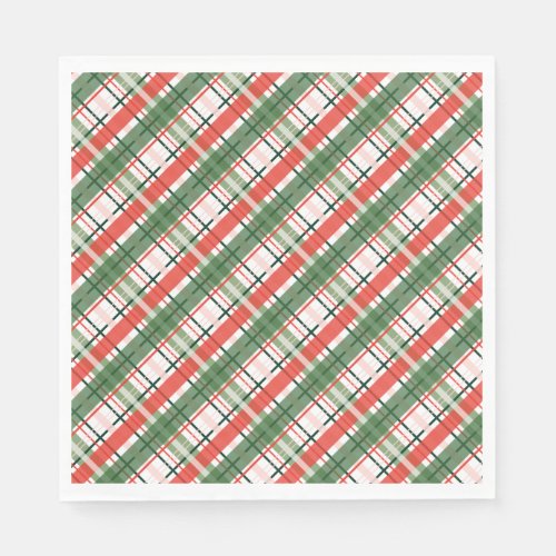 Classic Christmass Red Green and White plaid Napkins