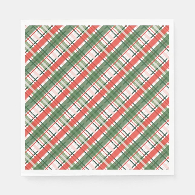 Classic Christmass Red Green and White plaid Napkins (Front)