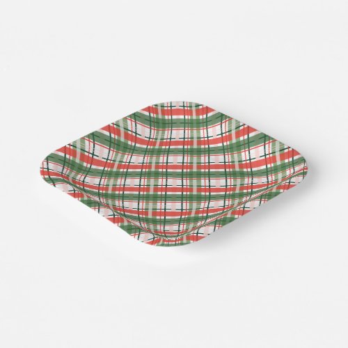 Classic Christmass Red Green and White plaid Paper Plates