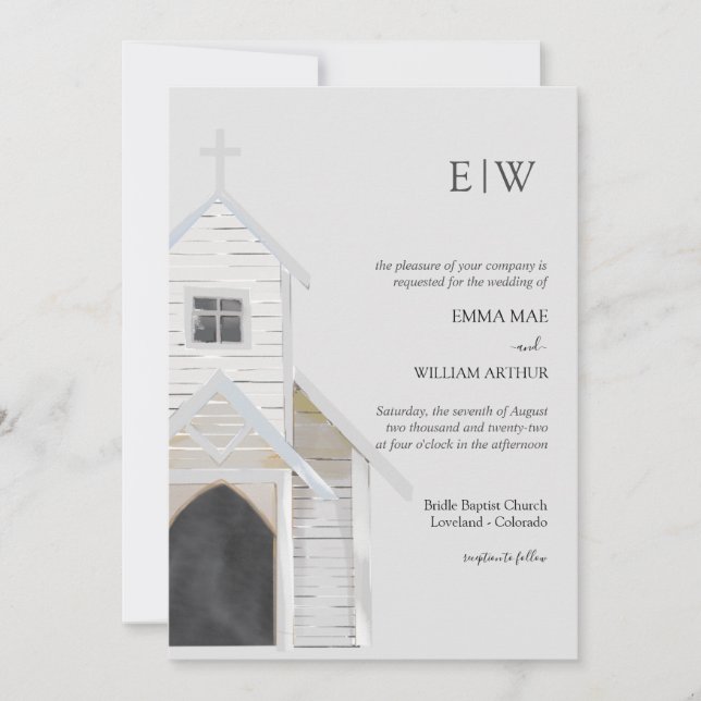 Classic Church Wedding Invitation (Front)
