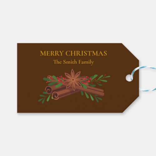 Classic Cinnamon Deep Brown Christmas Gift Tags