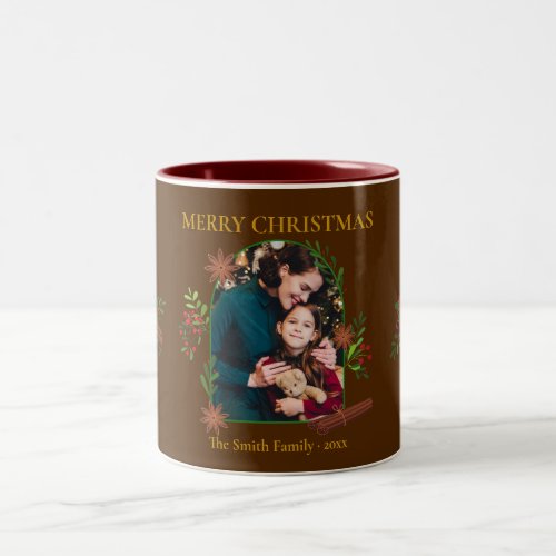Classic Cinnamon Photo Arch Deep Brown Christmas Two_Tone Coffee Mug