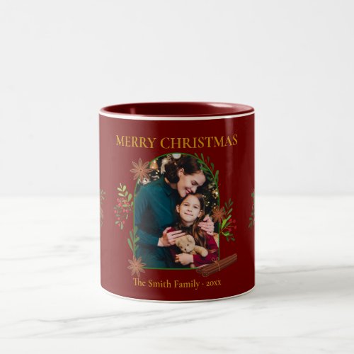 Classic Cinnamon Photo Arch Deep Maroon Christmas Two_Tone Coffee Mug