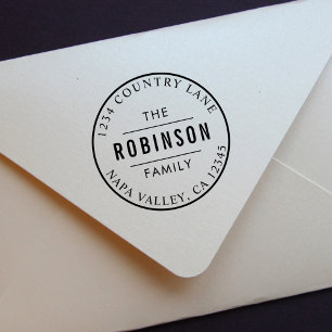 Classic Circle Logo Family Name Return Address Self-inking Stamp