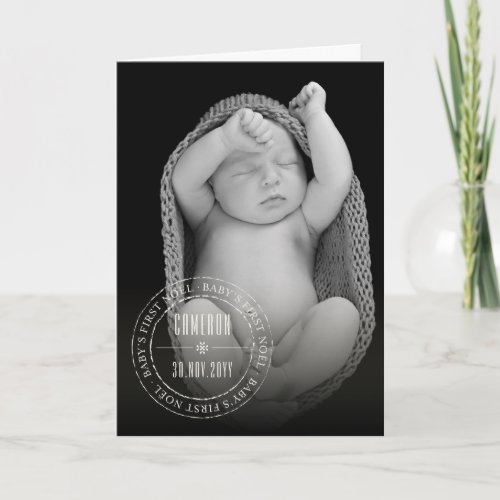 Classic Circle Stamped Seal Baby First Noel Photo Holiday Card