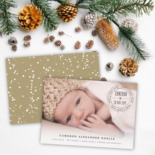 Classic Circle Stamped Seal Baby First Noel Photo Holiday Card