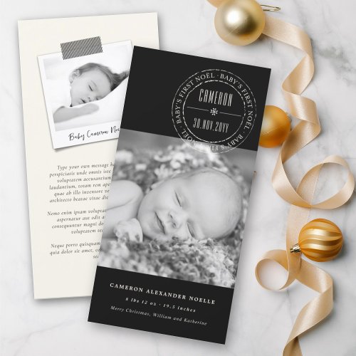 Classic Circle Stamped Seal Baby First Noel Photo Holiday Card