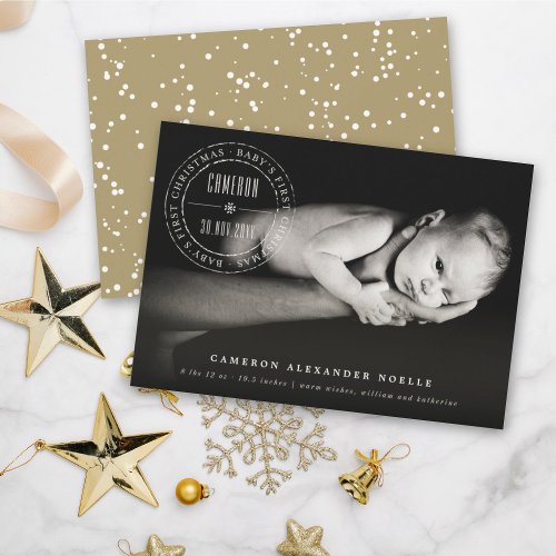 Classic Circle Stamped Seal Babys First Christmas Holiday Card