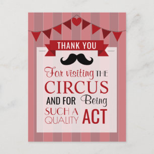 Classic Circus Poster Birthday Party Thank You Postcard