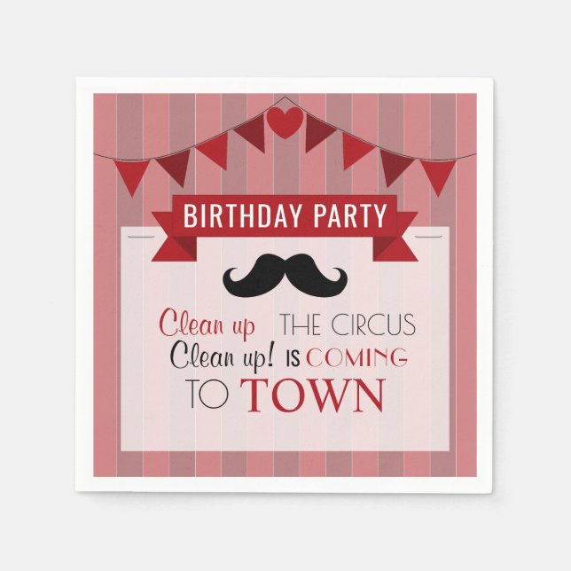 Classic Circus Poster Children's Birthday Party Paper Napkins (Front)