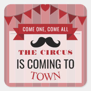 Classic Circus Poster Children's Birthday Party Square Sticker