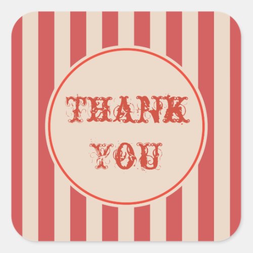 Classic Circus Stripes Thank You Stickers