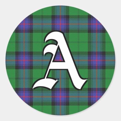 Classic Clan Armstrong Tartan Monogram Classic Round Sticker