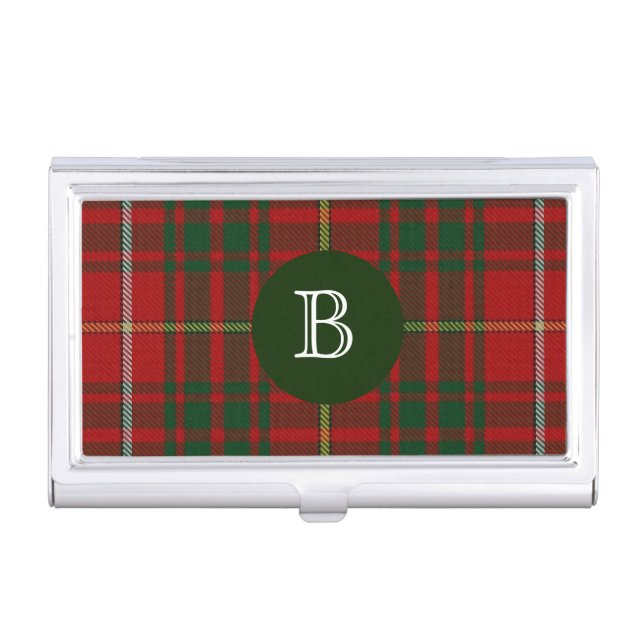 Classic Clan Bruce Tartan Plaid Monogram Business Card Case (Front)