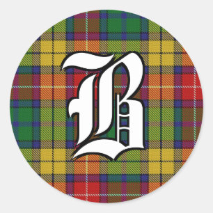 Classic Clan Buchanan Tartan Monogram Classic Round Sticker