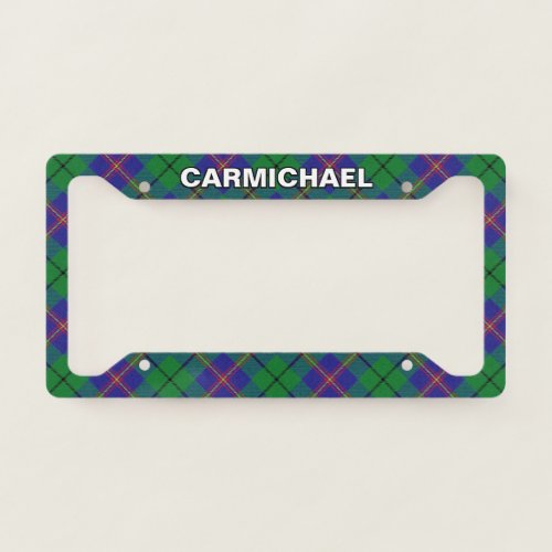 Classic Clan Carmichael Tartan Plaid License Plate Frame