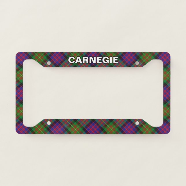 Classic Clan Carnegie Tartan Plaid License Plate Frame (Front)