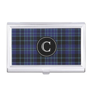 Classic Clan Clark Tartan Plaid Monogram Business Card Case