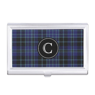 Classic Clan Clark Tartan Plaid Monogram Business Card Case
