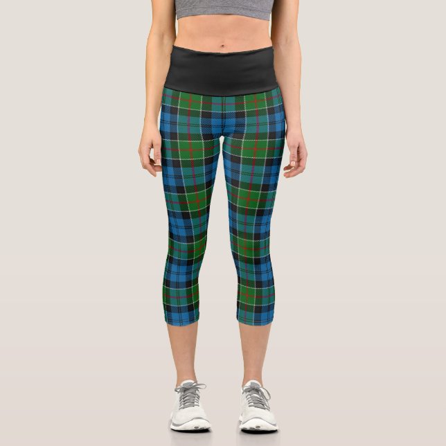 Classic Clan Colquhoun Tartan Plaid Capri Leggings (Front)
