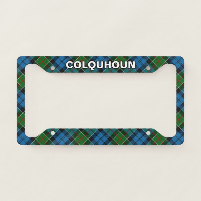 Classic Clan Colquhoun Tartan Plaid License Plate Frame (Front)