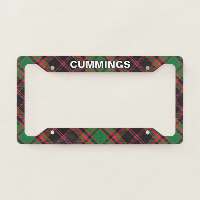 Classic Clan Cumming Hunting Tartan Plaid License Plate Frame (Front)