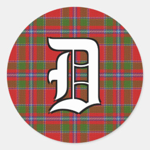 Classic Clan Drummond Tartan Monogram Round Sticker