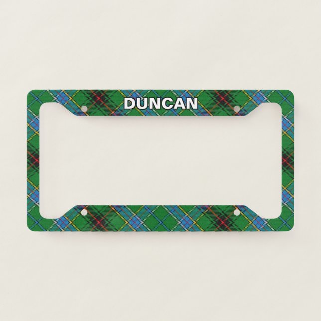 Classic Clan Duncan Tartan Plaid License Plate Frame (Front)
