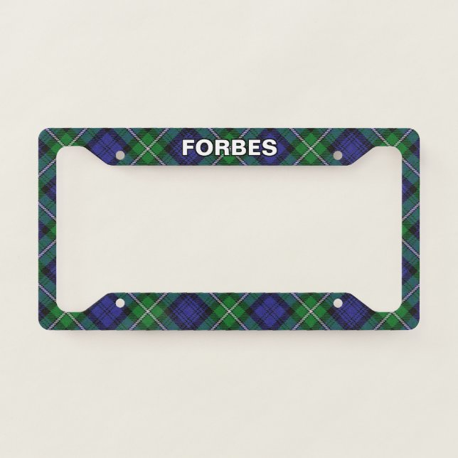 Classic Clan Forbes Tartan Plaid License Plate Frame (Front)